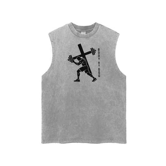 Snow Washed Frayed Hem Tank Top