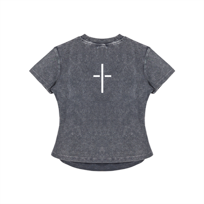 Vintage Washed Bodycon Cotton T-Shirt