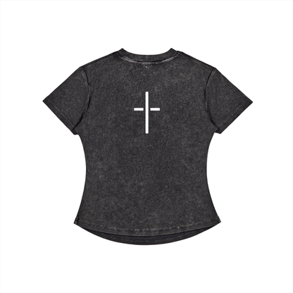 Vintage Washed Bodycon Cotton T-Shirt