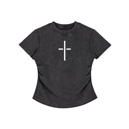 Vintage Washed Bodycon Cotton T-Shirt