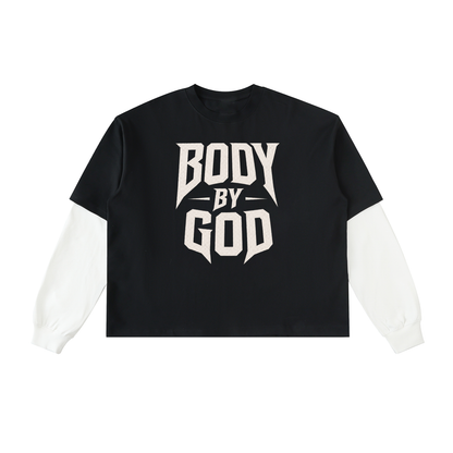 Layered Contrast Sleeve Cotton T-Shirt