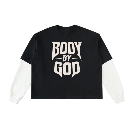 Layered Contrast Sleeve Cotton T-Shirt