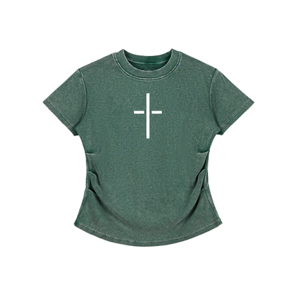 Vintage Washed Bodycon Cotton T-Shirt