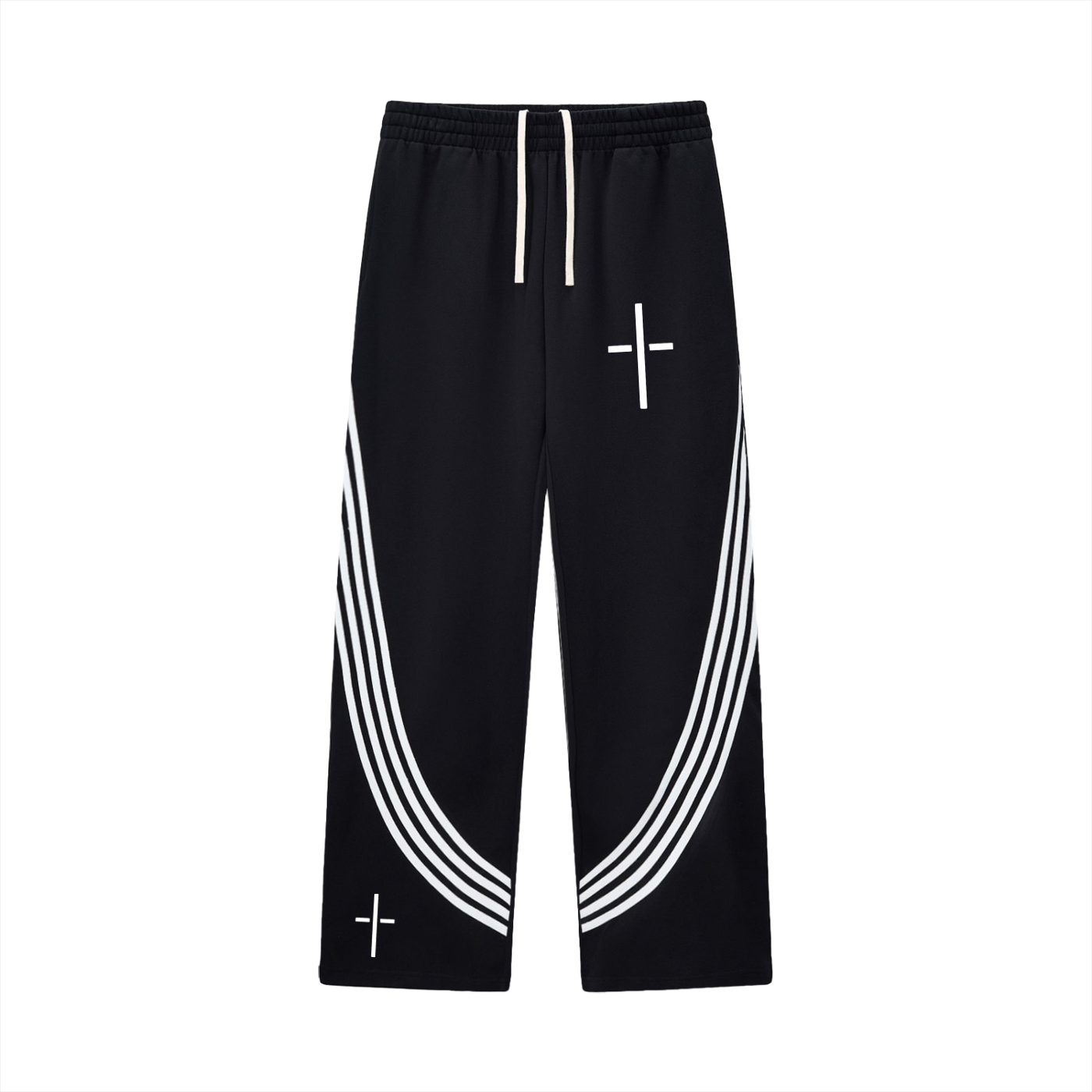 Curved Stripe Straight Sweatpants
