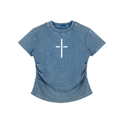 Vintage Washed Bodycon Cotton T-Shirt