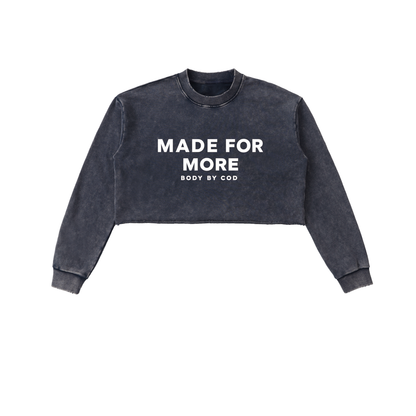 Snow Washed Raw Edge Cropped Sweatshirt