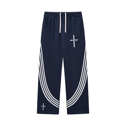 Curved Stripe Straight Sweatpants